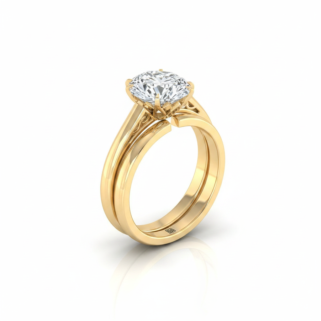 The Natalia Matching Wedding Band, Oval in 18K Yellow Gold