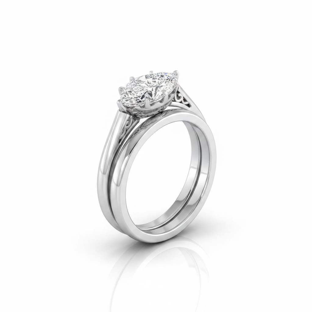 The Natalia Matching Wedding Band, Marquise in Platinum