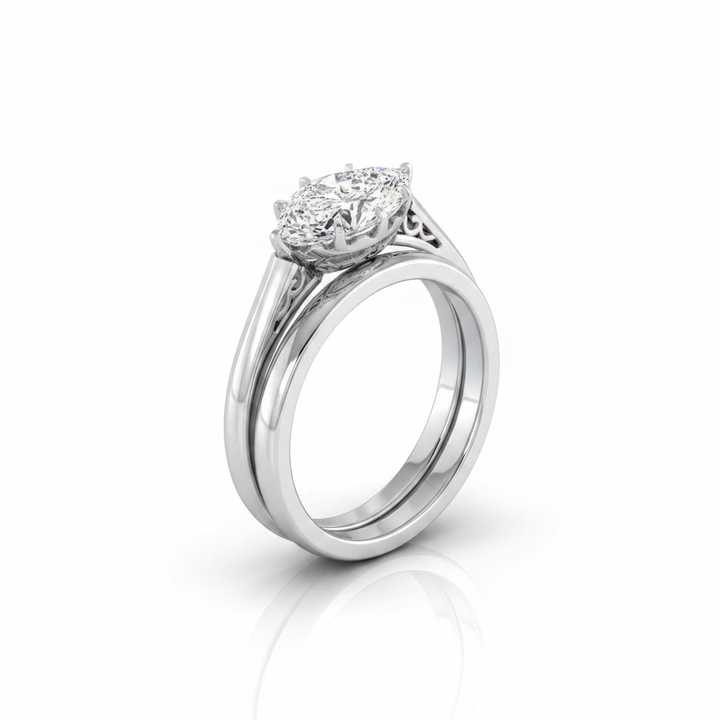 The Natalia Matching Wedding Band, Marquise in Platinum | RockHer
