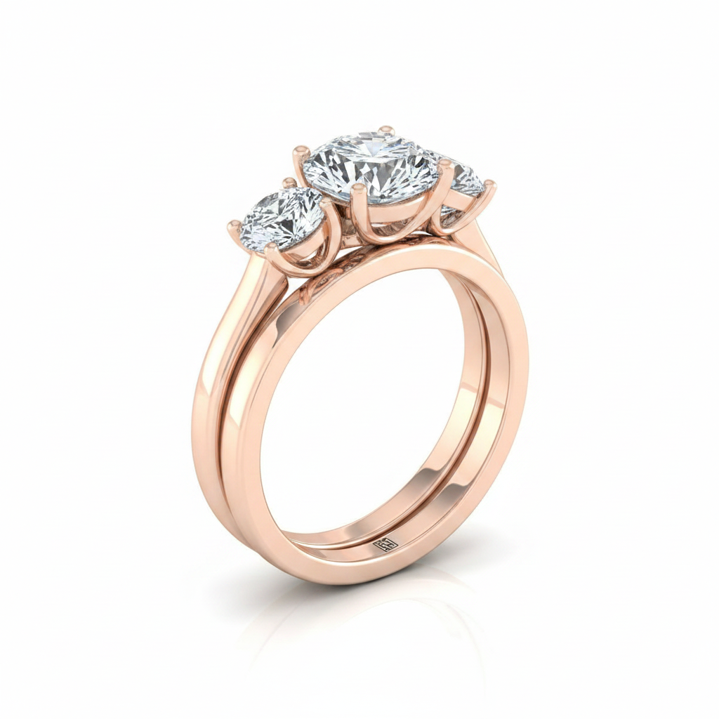 The Natalie Matching Wedding Band, Round in 14K Rose Gold