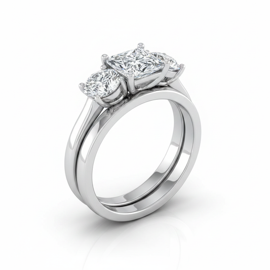 The Natalie Matching Wedding Band, Princess in 18K White Gold