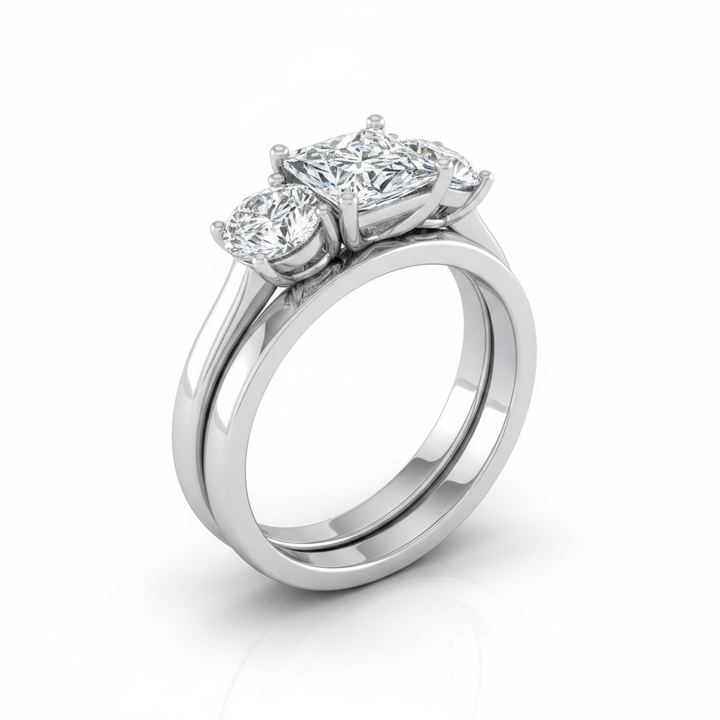The Natalie Matching Wedding Band, Princess in 18K White Gold | RockHer