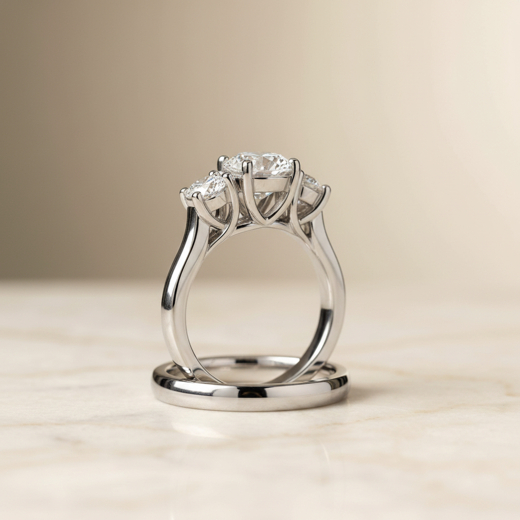 The Natalie Matching Wedding Band, Round in 18K White Gold