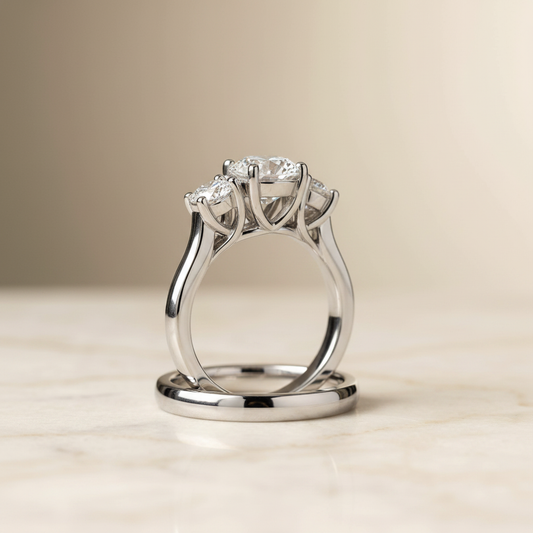 The Natalie Matching Wedding Band, Round in 18K White Gold