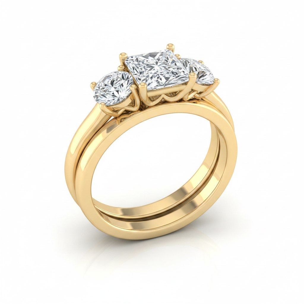 The Natalie Matching Wedding Band, Princess in 18K Yellow Gold