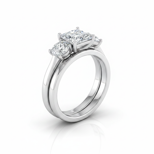The Natalie Matching Wedding Band, Princess in Platinum