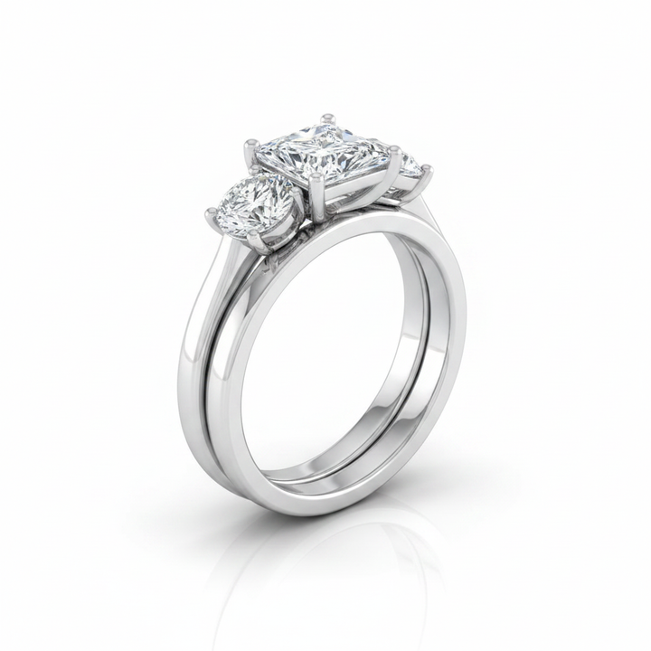 The Natalie Matching Wedding Band, Princess in Platinum | RockHer