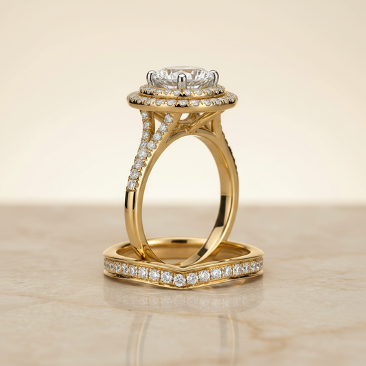 The Nedda Matching Wedding Band, Round in 18K Yellow Gold