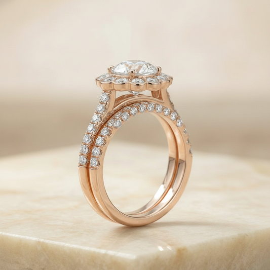 The Nera Matching Wedding Band, Round in 14K Rose Gold