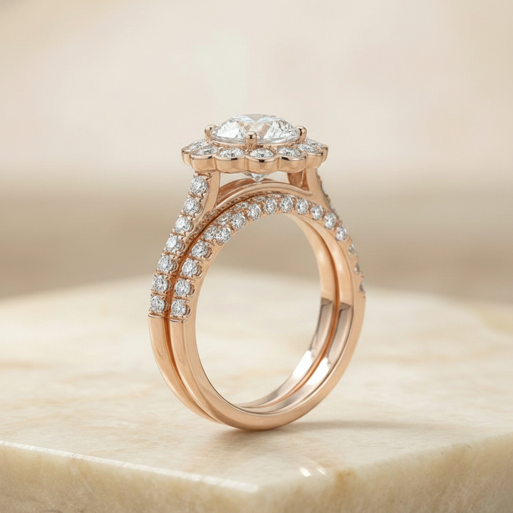 The Nera Matching Wedding Band, Round in 14K Rose Gold
