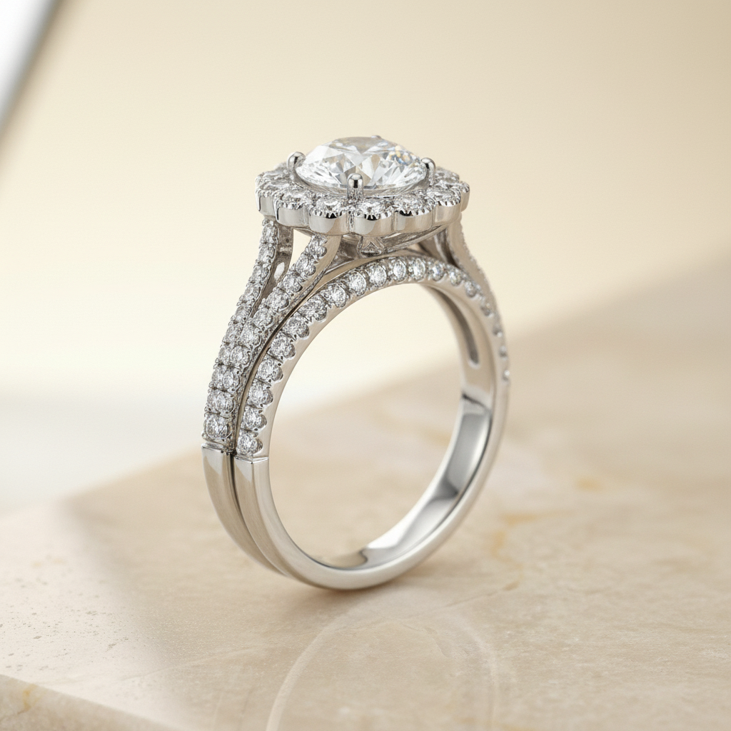 The Nera Matching Wedding Band, Round in Platinum