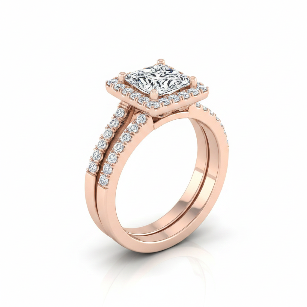 The Nicki Matching Wedding Band, Princess in 14K Rose Gold