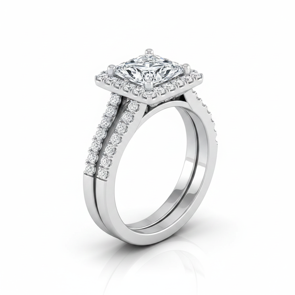 The Nicki Matching Wedding Band, Princess in 18K White Gold