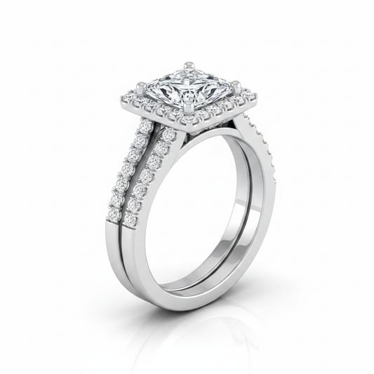 The Nicki Matching Wedding Band, Princess in 18K White Gold