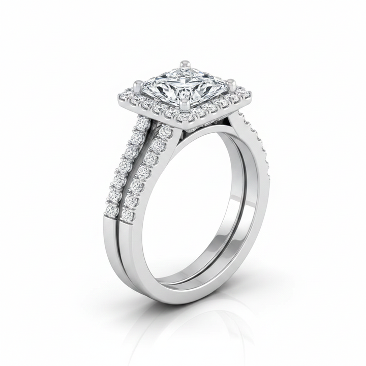 The Nicki Matching Wedding Band, Princess in 18K White Gold