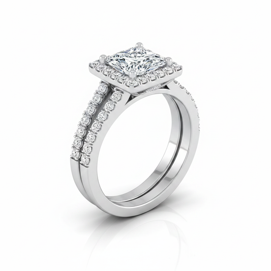 The Nicki Matching Wedding Band, Princess in Platinum