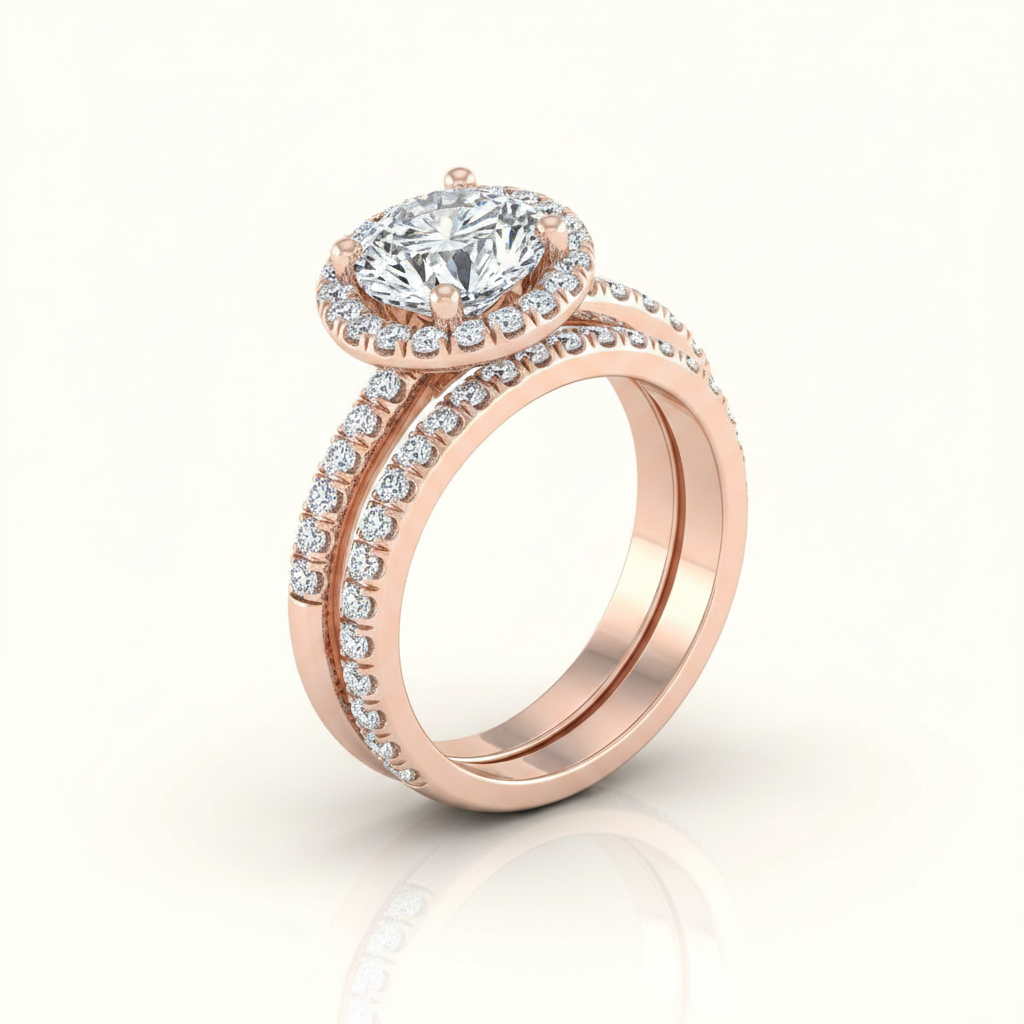 The Nina Matching Wedding Band, Round in 14K Rose Gold