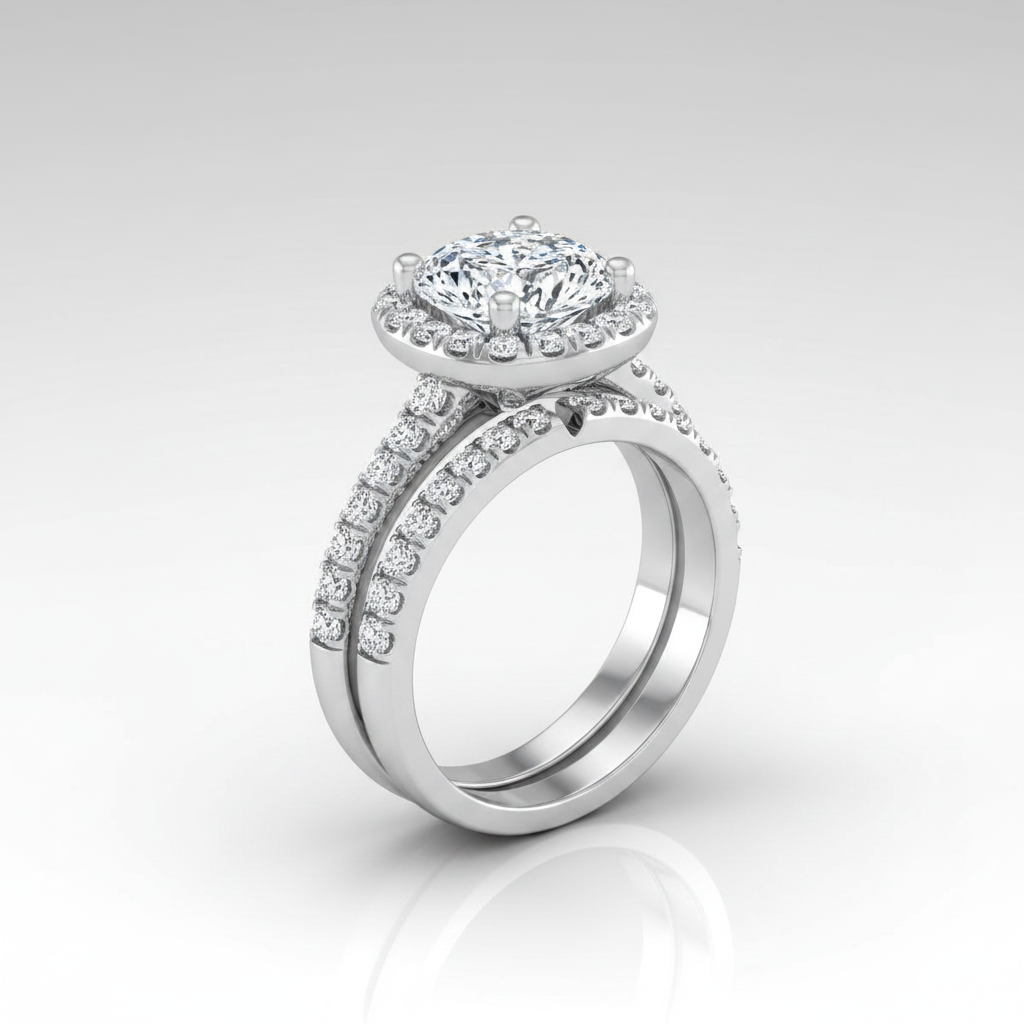 The Nina Matching Wedding Band, Cushion in 18K White Gold