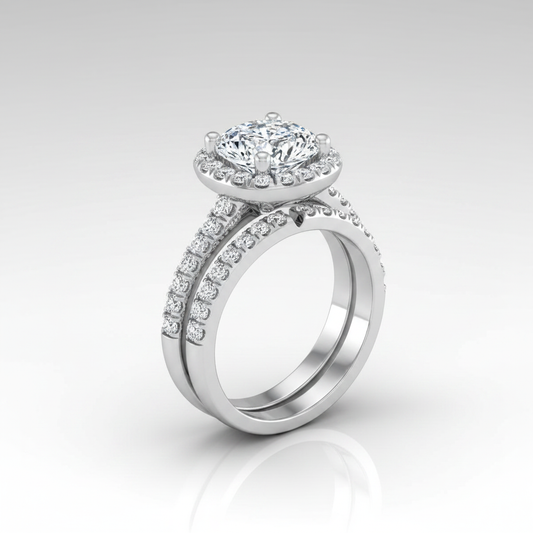 The Nina Matching Wedding Band, Cushion in 18K White Gold