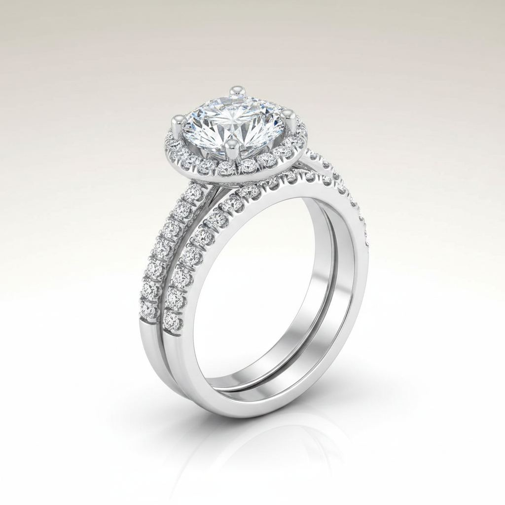 The Nina Matching Wedding Band, Round in 18K White Gold