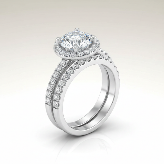 The Nina Matching Wedding Band, Round in 18K White Gold