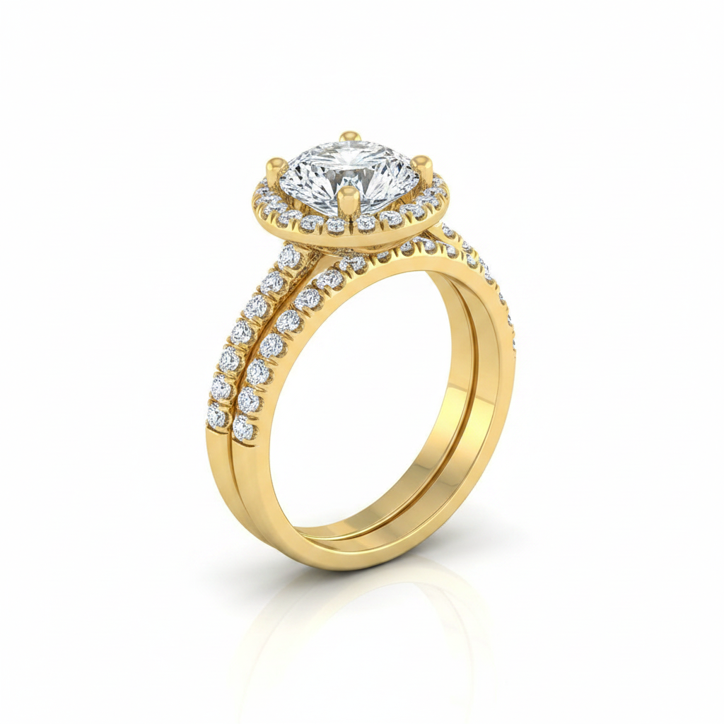 The Nina Matching Wedding Band, Round in 18K Yellow Gold