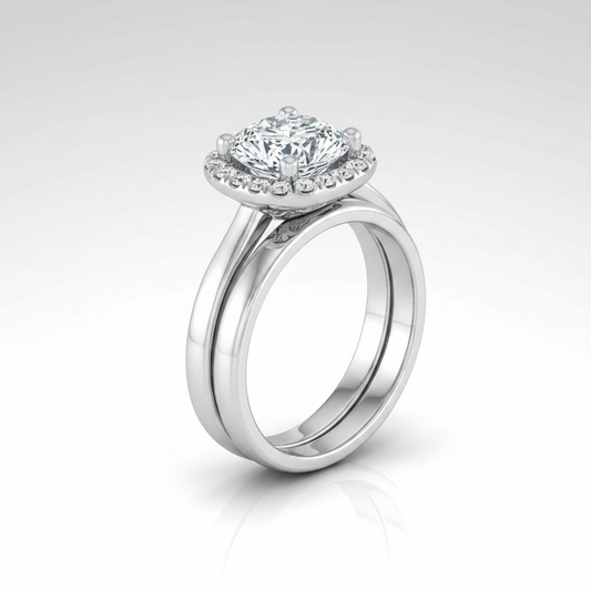 The Nina Matching Wedding Band, Cushion in Platinum