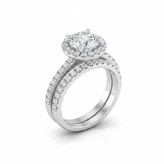 The Nina Matching Wedding Band, Round in Platinum