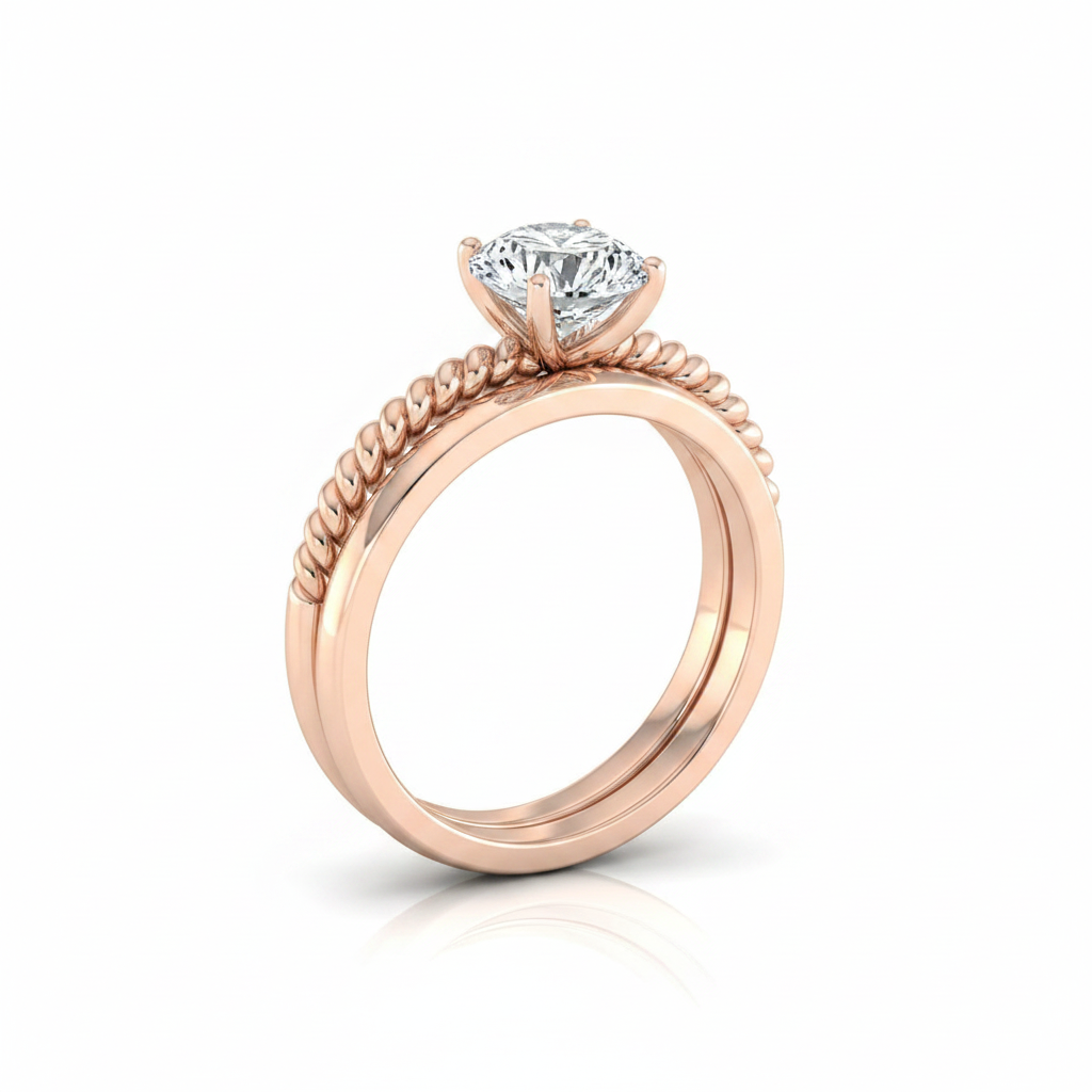 The Nona Matching Wedding Band, Round in 14K Rose Gold