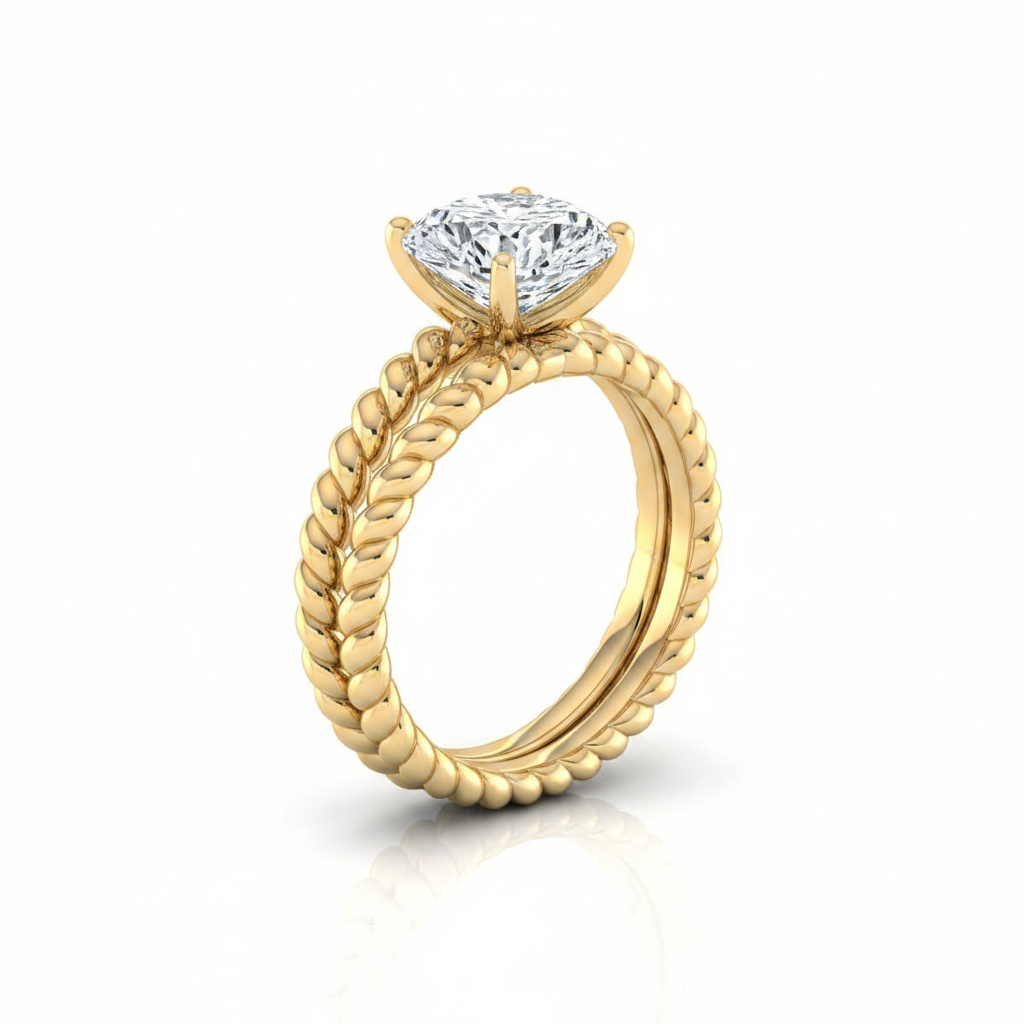 The Nona Matching Wedding Band, Cushion in 18K Yellow Gold