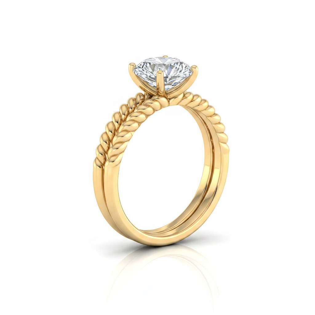 The Nona Matching Wedding Band, Round in 18K Yellow Gold