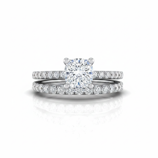 The Norah Matching Wedding Band, Cushion in 18K White Gold