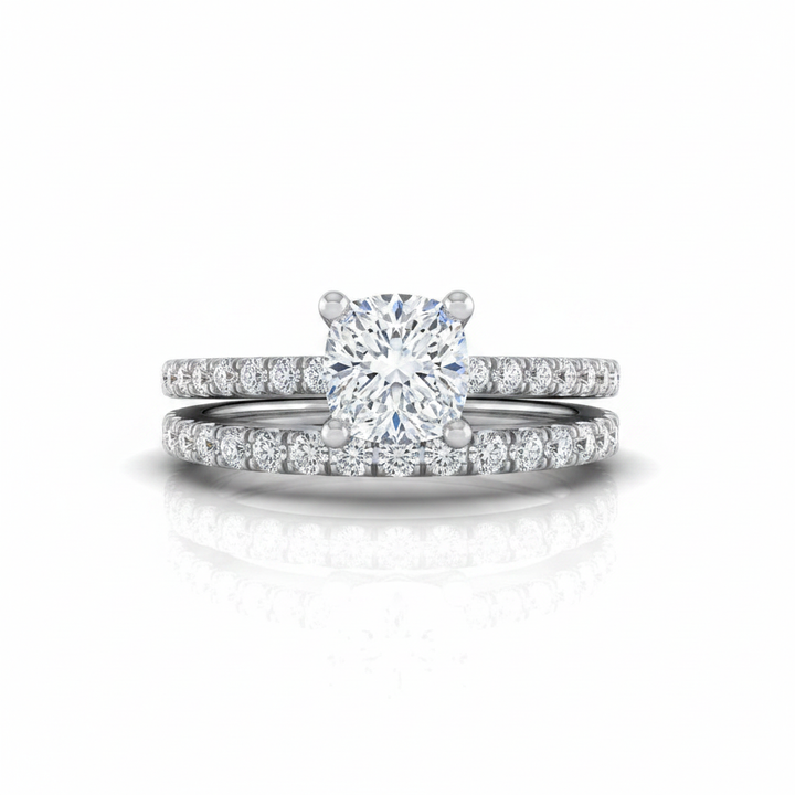 The Norah Matching Wedding Band, Cushion in 18K White Gold