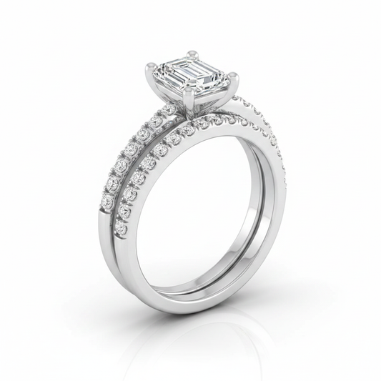 The Norah Matching Wedding Band, Emerald in 18K White Gold