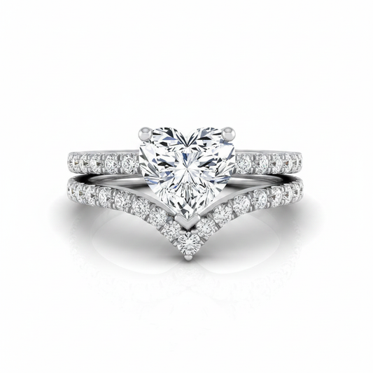 The Norah Matching Wedding Band, Heart in 18K White Gold