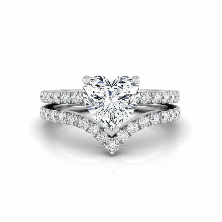 The Norah Matching Wedding Band, Heart in 18K White Gold | RockHer