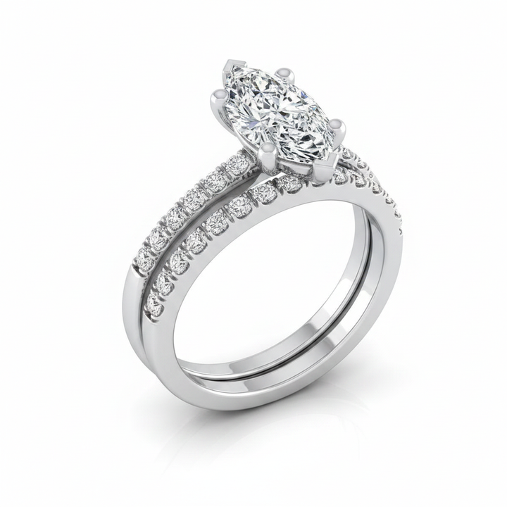 The Norah Matching Wedding Band, Marquise in 18K White Gold