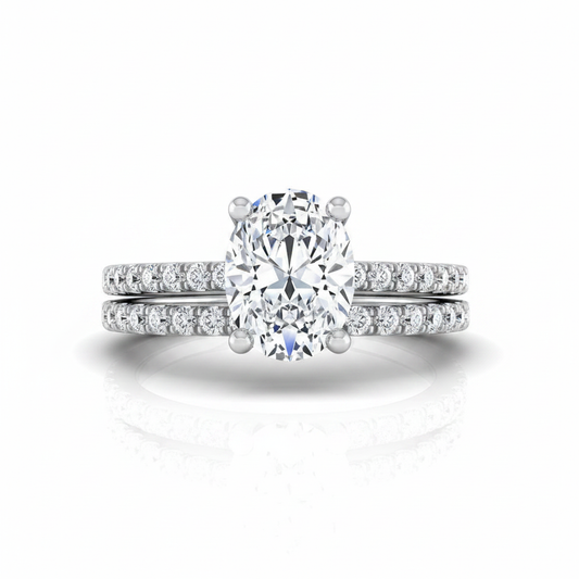 The Norah Matching Wedding Band, Oval in 18K White Gold