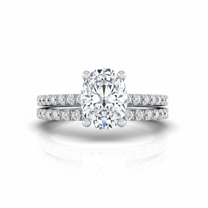 The Norah Matching Wedding Band, Oval in 18K White Gold