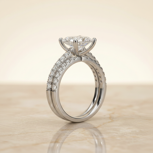 The Norah Matching Wedding Band, Pear in 18K White Gold
