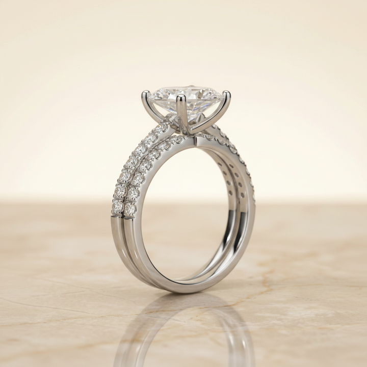 The Norah Matching Wedding Band, Pear in 18K White Gold