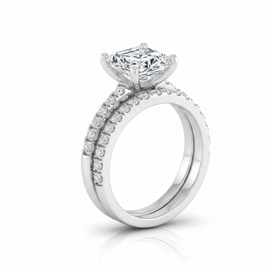 The Norah Matching Wedding Band, Radiant in 18K White Gold