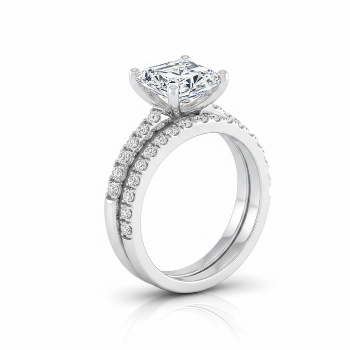 The Norah Matching Wedding Band, Radiant in 18K White Gold | RockHer