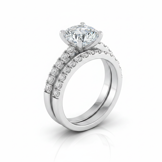 The Norah Matching Wedding Band, Round in 18K White Gold