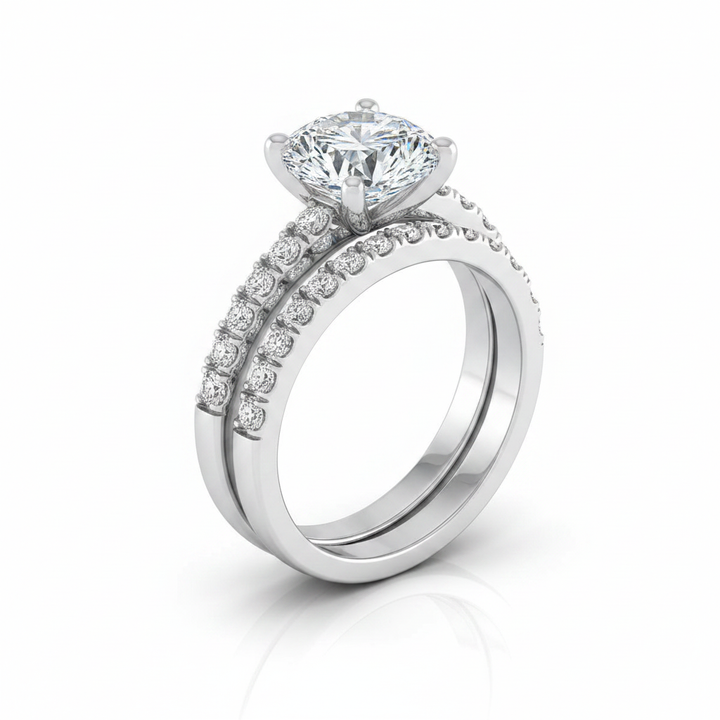 The Norah Matching Wedding Band, Round in 18K White Gold
