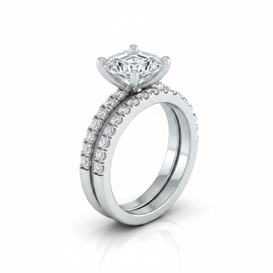 The Norah Matching Wedding Band, Asscher in Platinum