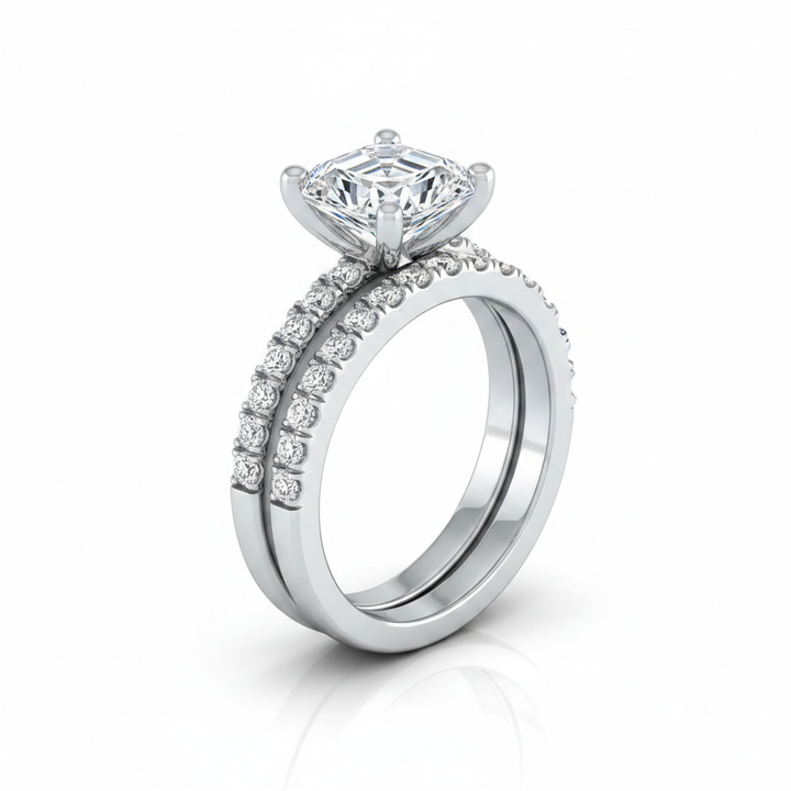 The Norah Matching Wedding Band, Asscher in Platinum | RockHer