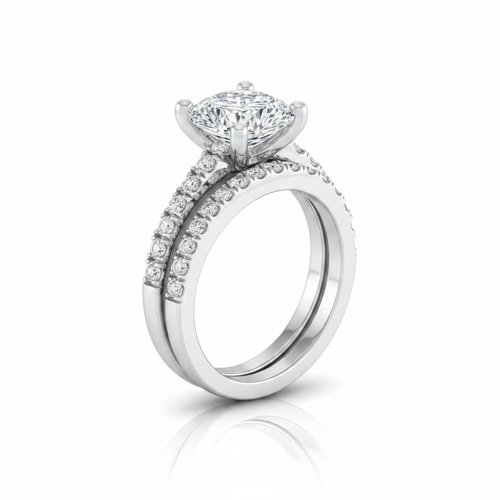 The Norah Matching Wedding Band, Cushion in Platinum | RockHer