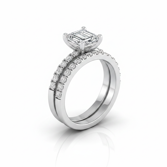 The Norah Matching Wedding Band, Emerald in Platinum