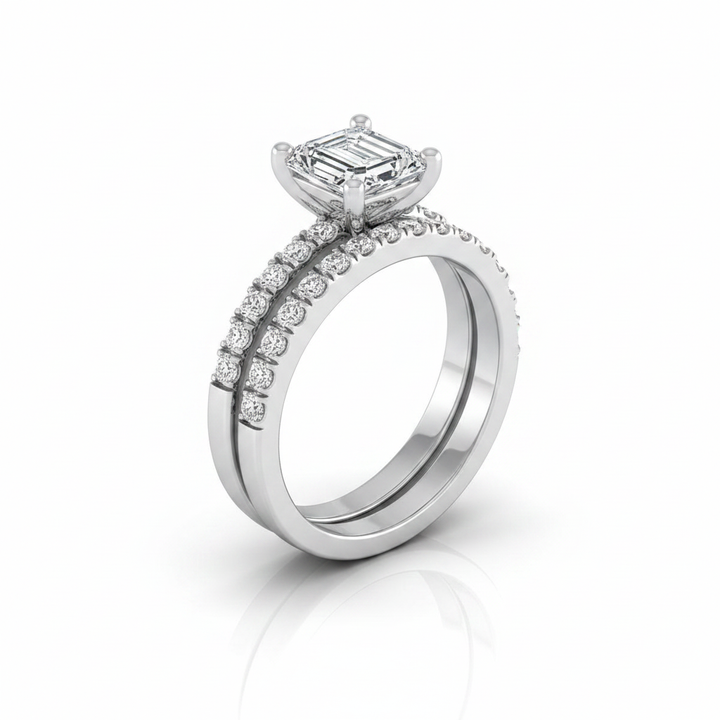 The Norah Matching Wedding Band, Emerald in Platinum | RockHer